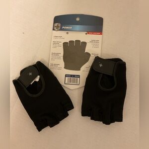 Harbinger leather Black Fingerless Gloves workout